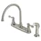 Kingston Brass KB728ACLSP Centerset Kitchen Faucet with Side Sprayer, Brushed Nickel KB728ACLSP - alternate 1